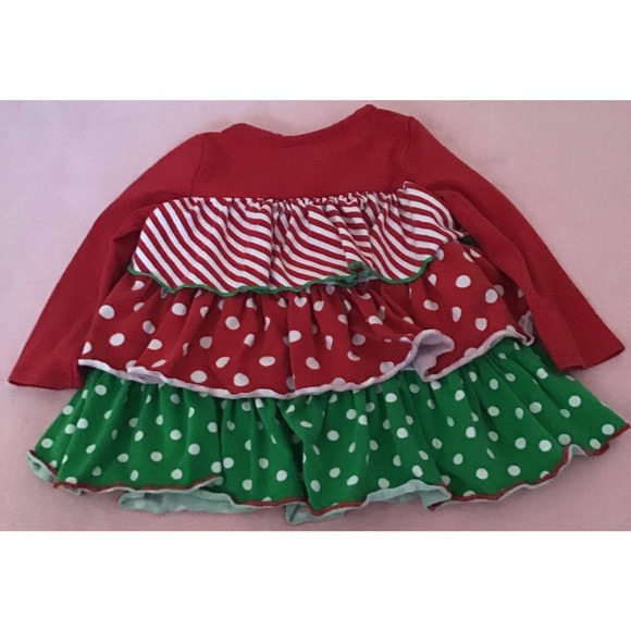 Allison Ann red green ruffle holiday dress size 18 months - Picture 5 of 7